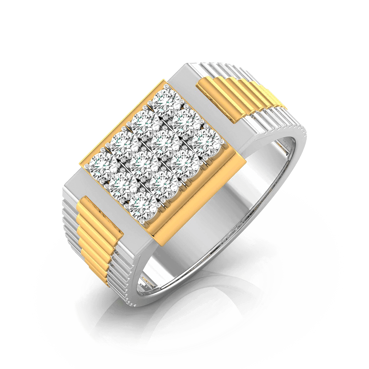 Unique 14K Yellow Gold Large Mens Diamond Statement Ring 3.5 Carat 803243