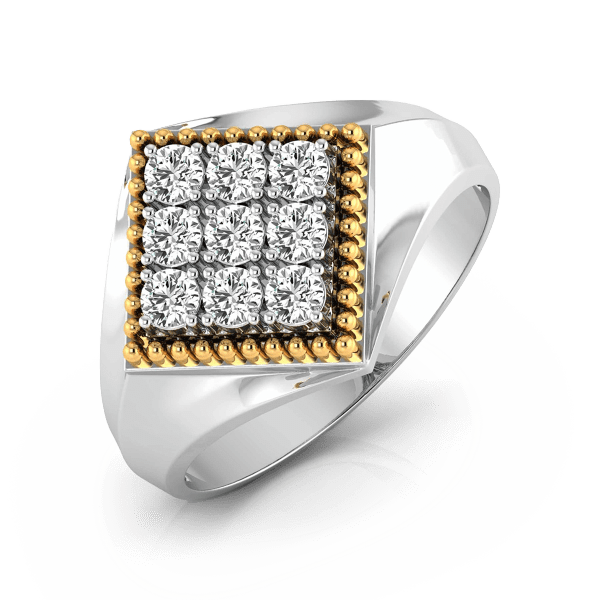 18K Two Tone Gold Men's Diamond Ring - Koblenz & Co. Antique & Estate  Jewelry