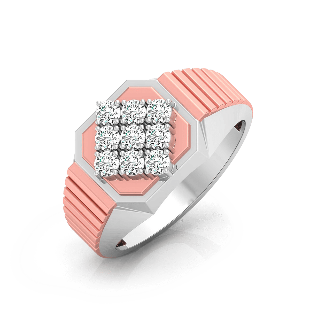 14K Rose Gold Round Diamond Mens Wedding Band 6 Stone Anniversary Ring  1.5ct 007712
